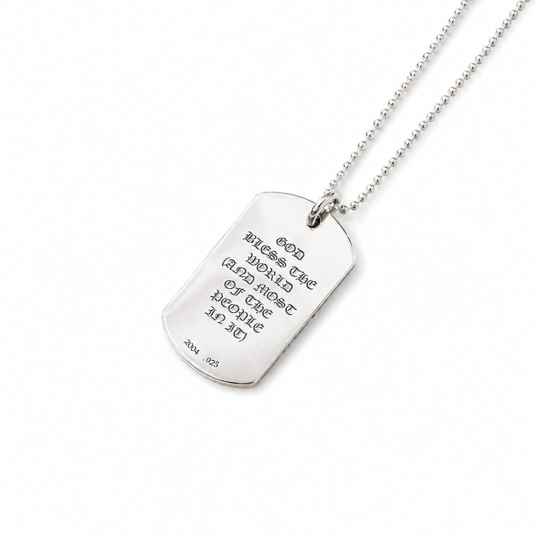 Chrome Hearts Silver Cemetery Cross Horseshoe Dog Tag Necklace