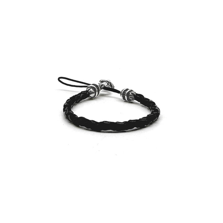 Chrome Hearts Silver CH Plus Braided Leather Phone Strap - SHENGLI ROAD MARKET