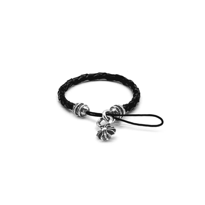 Chrome Hearts Silver CH Plus Braided Leather Phone Strap - SHENGLI ROAD MARKET
