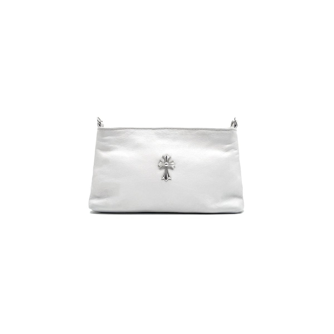 Chrome Hearts Silver Clip Chain Cross White Shoulder Bag - SHENGLI ROAD MARKET