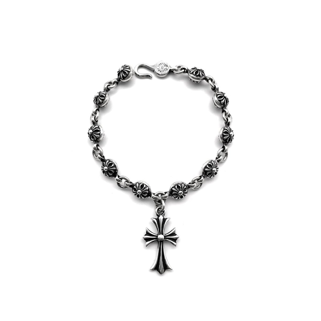 Chrome Hearts Silver Cross Ball Tiny E Bracelet - SRM