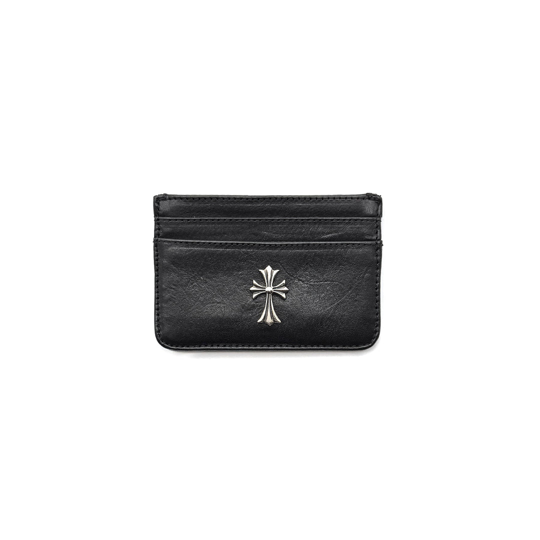 Chrome Hearts Silver Cross Black Leather Cardholder - SHENGLI ROAD MARKET