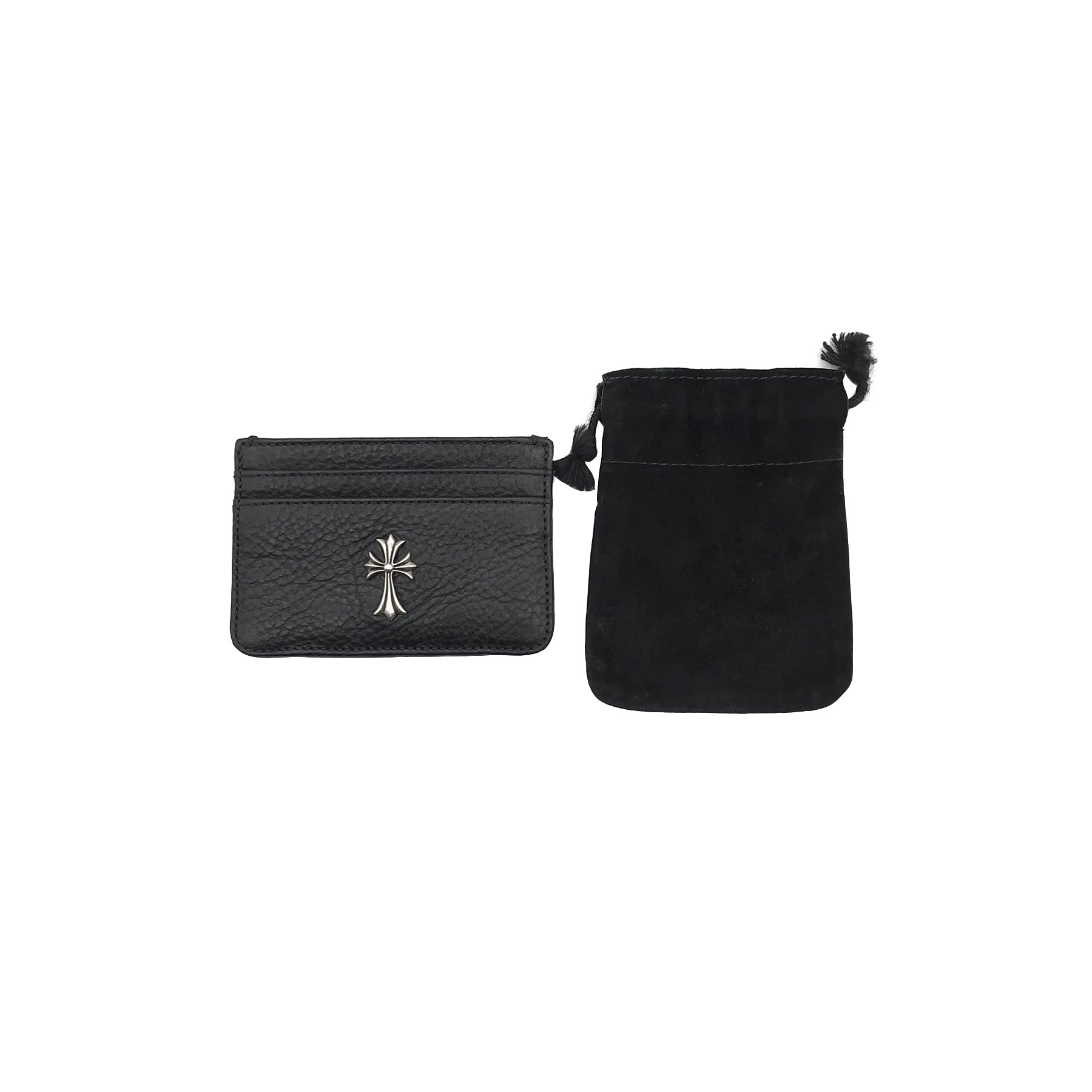Chrome Hearts Silver Cross Black Leather Cardholder - SRM