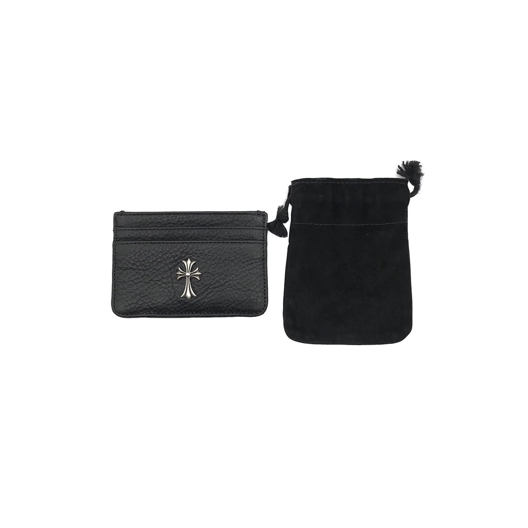 Chrome Hearts Silver Cross Black Leather Cardholder - SHENGLI ROAD MARKET