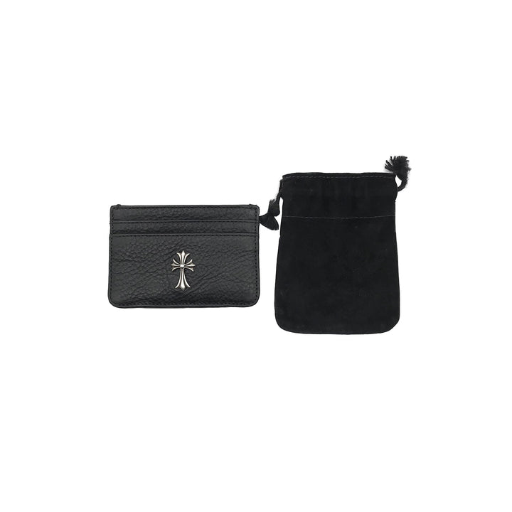 Chrome Hearts Silver Cross Black Leather Cardholder - SHENGLI ROAD MARKET