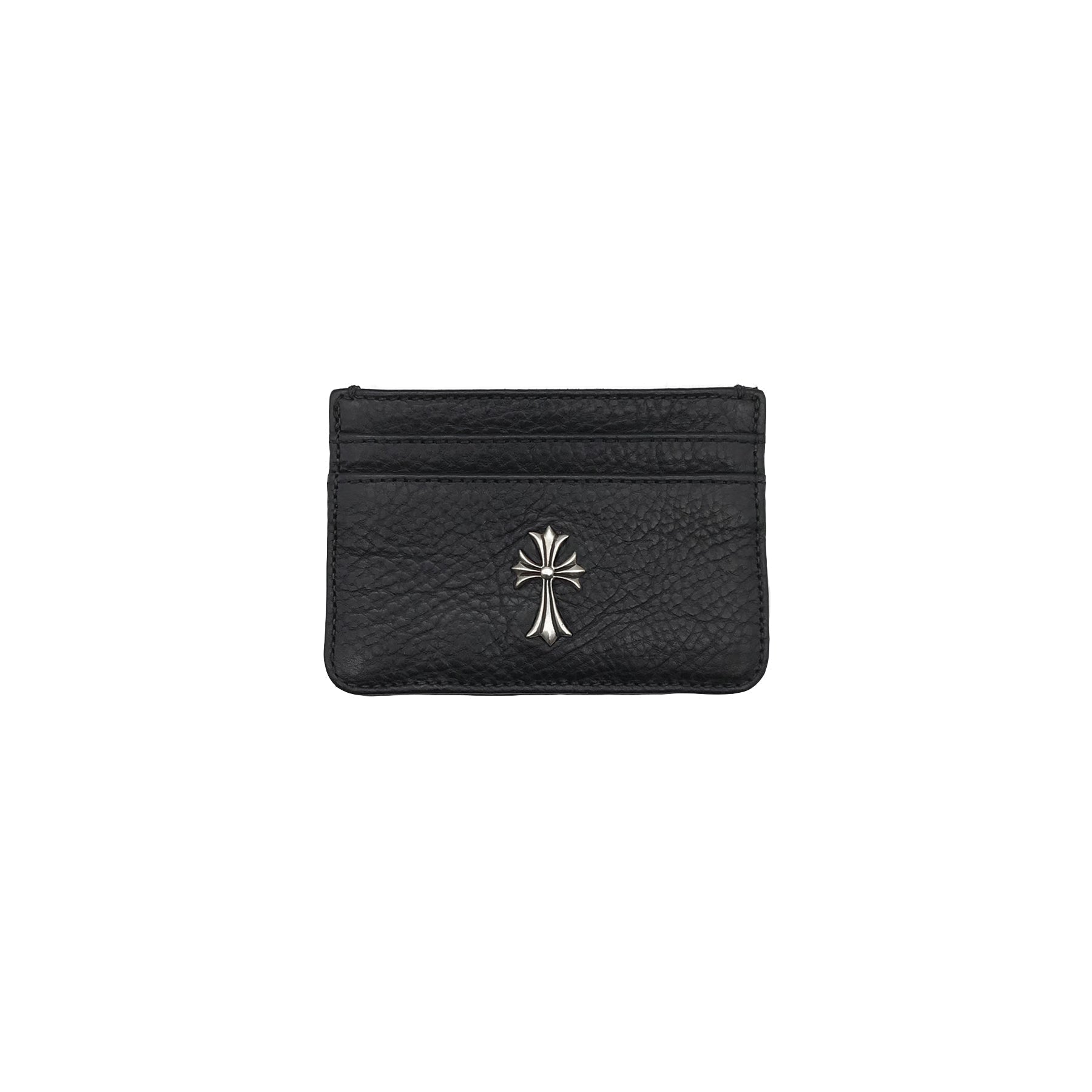 Chrome Hearts Silver Cross Black Leather Cardholder - SRM