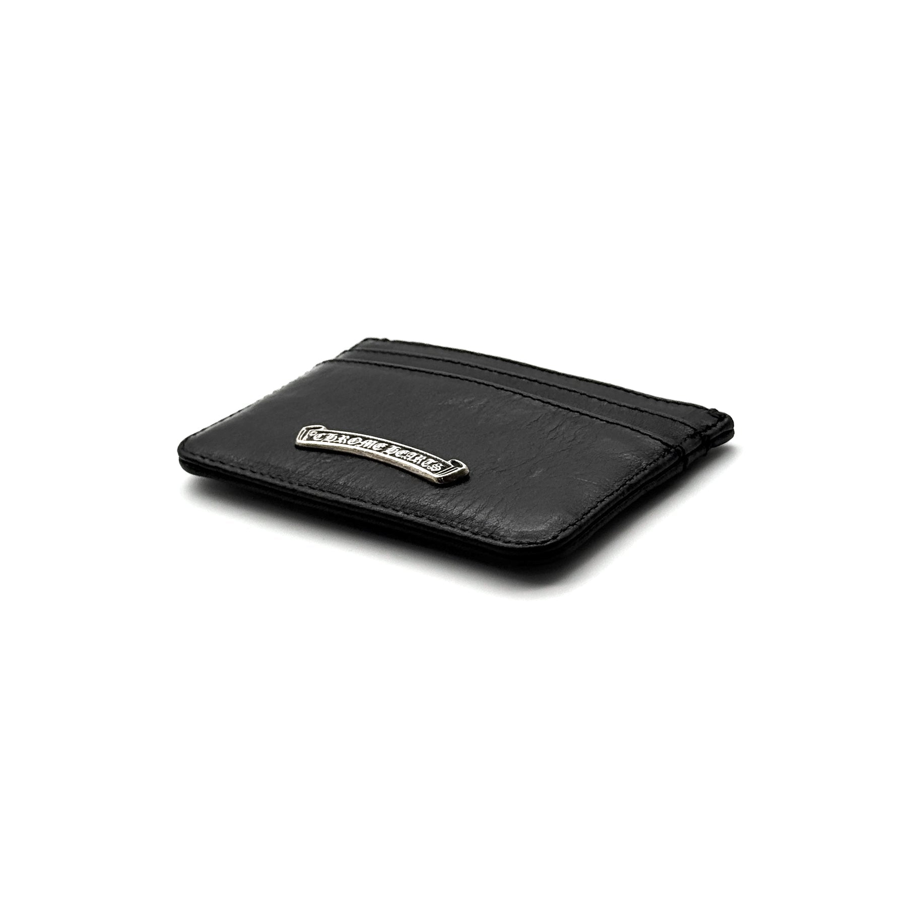 Chrome Hearts Silver Cross Black Leather Cardholder - SRM