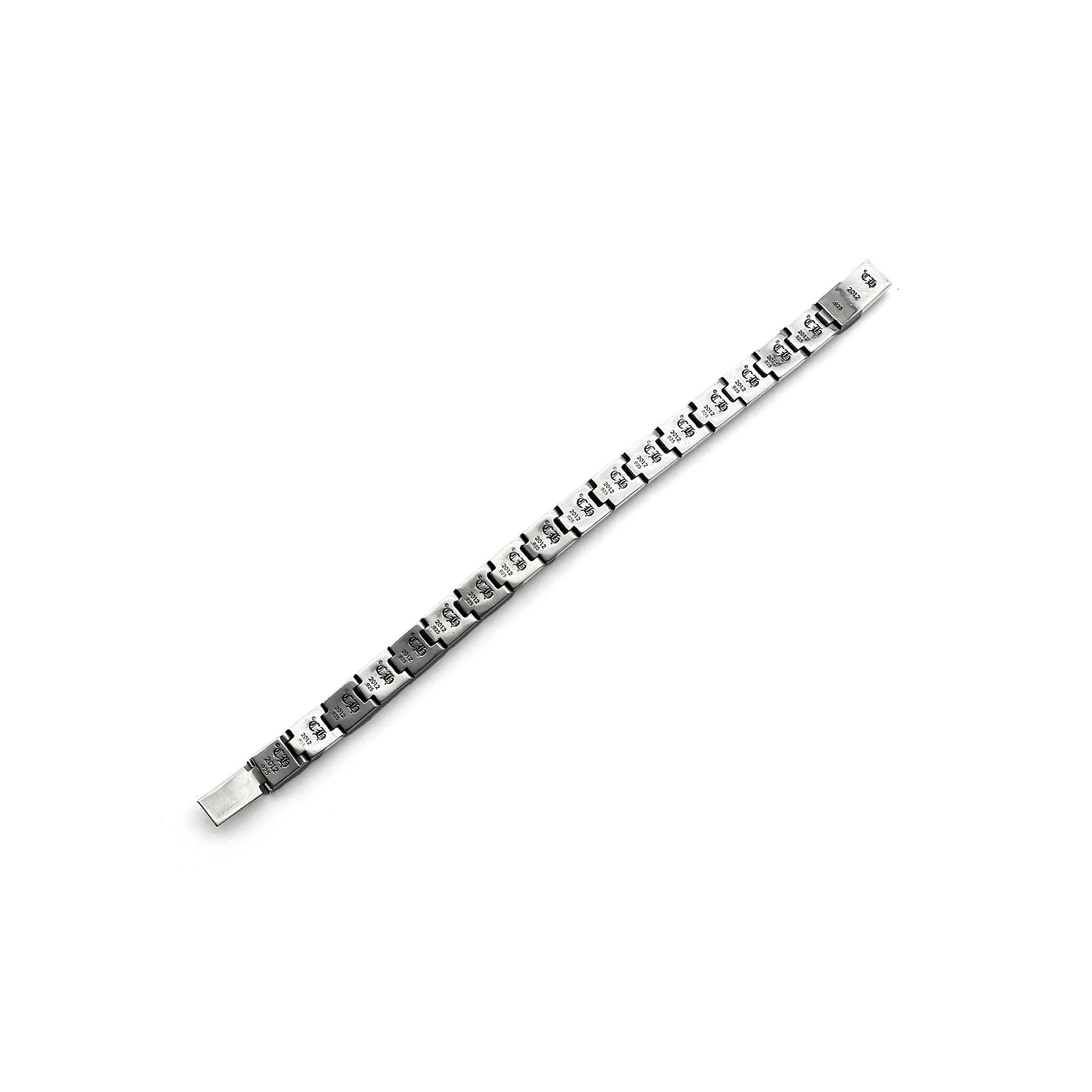 Chrome Hearts Silver Cross Diamonds Pyramid Hinged Plus Bracelet