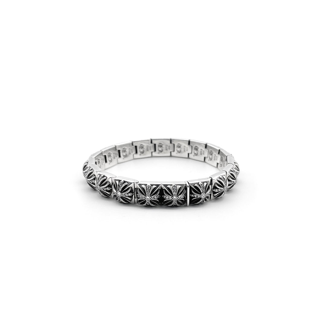Chrome Hearts Silver Cross Diamonds Pyramid Hinged Plus Bracelet - SHENGLI ROAD MARKET
