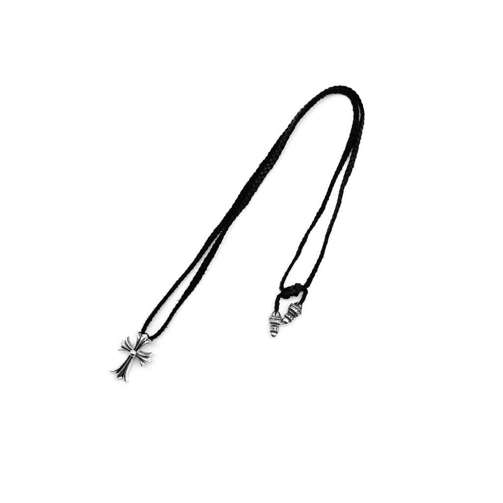 Chrome Hearts Silver Cross Leather Braids Necklace - SRM – SHENGLI