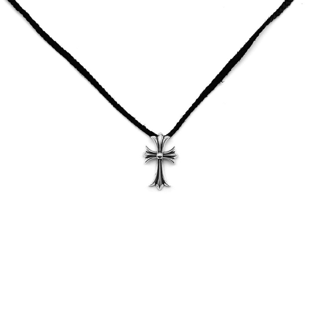 Chrome Hearts Silver Cross Leather Braids Necklace - SHENGLI ROAD MARKET
