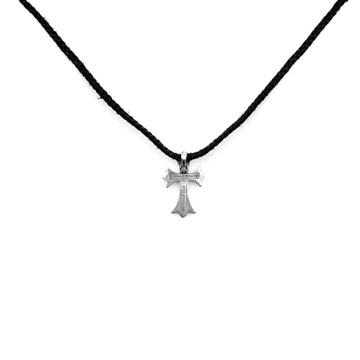 Chrome Hearts Silver Cross Leather Braids Necklace - SHENGLI ROAD MARKET