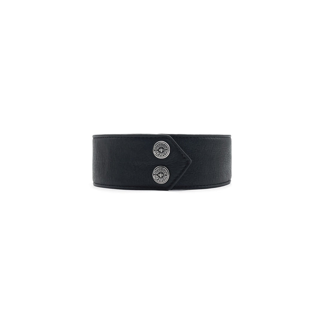 Chrome Hearts Silver Cross Leather Choker - SHENGLI ROAD MARKET