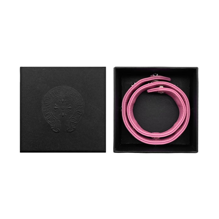 Chrome Hearts Silver Cross Pink Leather Choker - SHENGLI ROAD MARKET