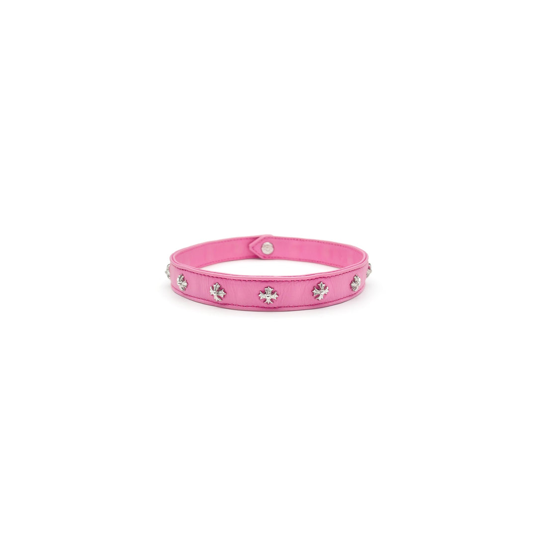 Chrome Hearts Silver Cross Pink Leather Choker - SHENGLI ROAD MARKET
