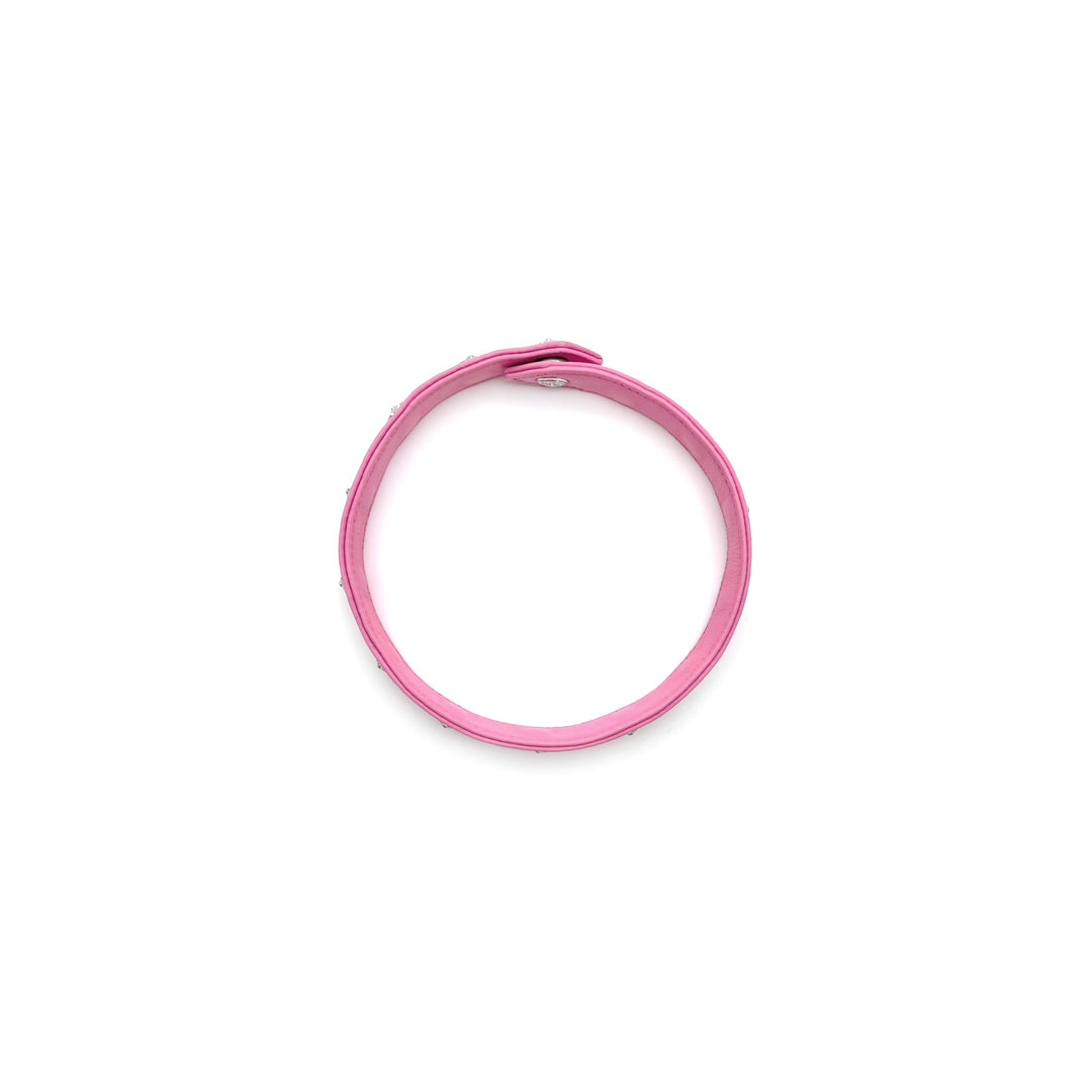 Chrome Hearts Silver Cross Pink Leather Choker - SHENGLI ROAD MARKET