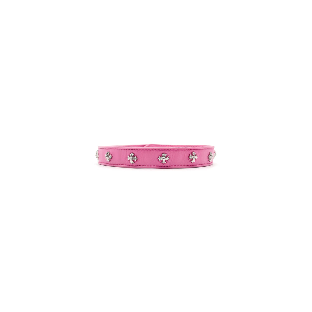 Chrome Hearts Silver Cross Pink Leather Choker - SHENGLI ROAD MARKET