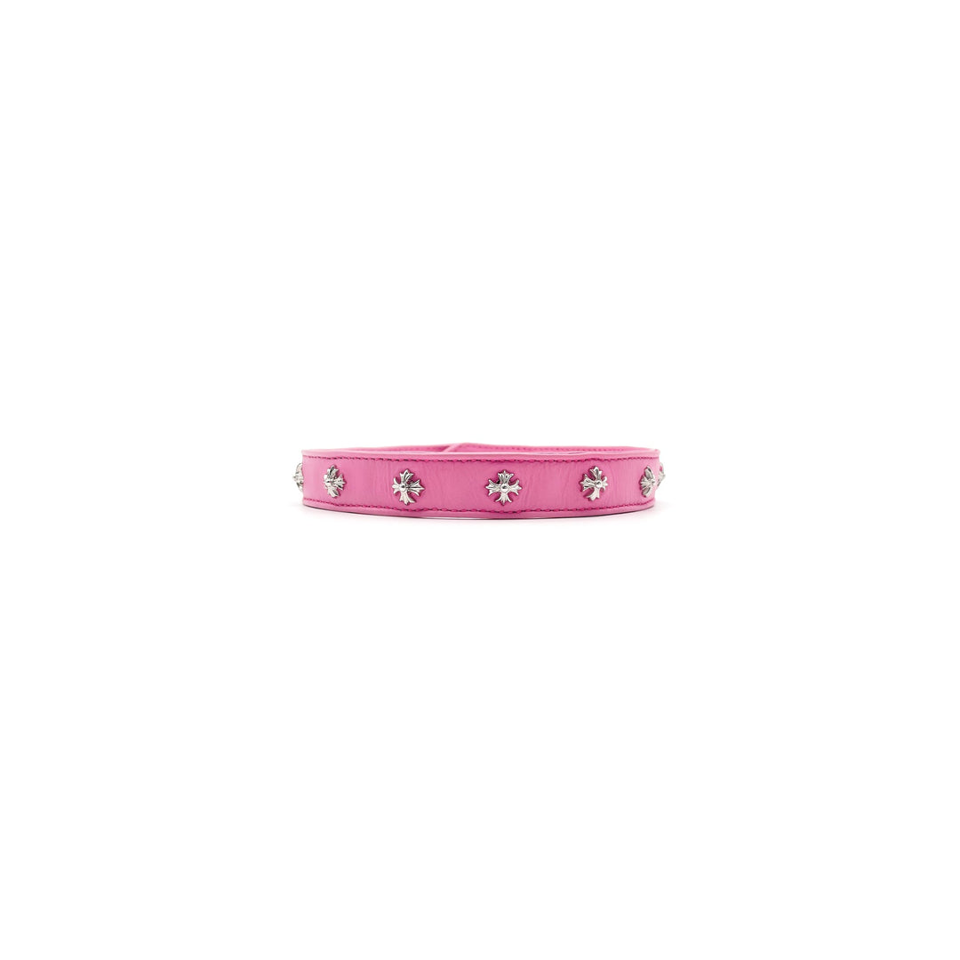 Chrome Hearts Silver Cross Pink Leather Choker - SHENGLI ROAD MARKET