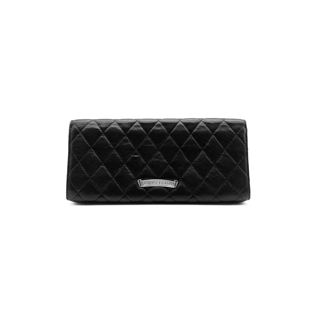 Chrome Hearts Silver Cross Quilted Leather Clutch Bag - SHENGLI ROAD MARKET