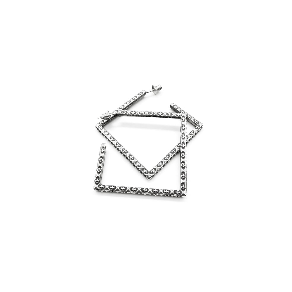 Chrome Hearts Silver Cross Square Earring Hoop - SHENGLI ROAD MARKET