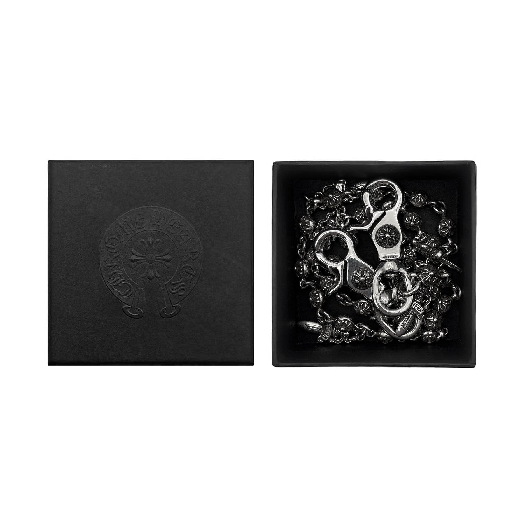 Chrome Hearts Silver Dagger Cross Ball 2 Clip Wallet Chain - SRM