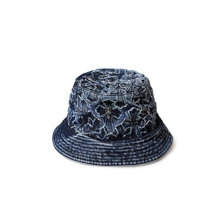 Chrome Hearts Silver Dagger Cross Patch Denim Bucket Hat - SHENGLI ROAD MARKET