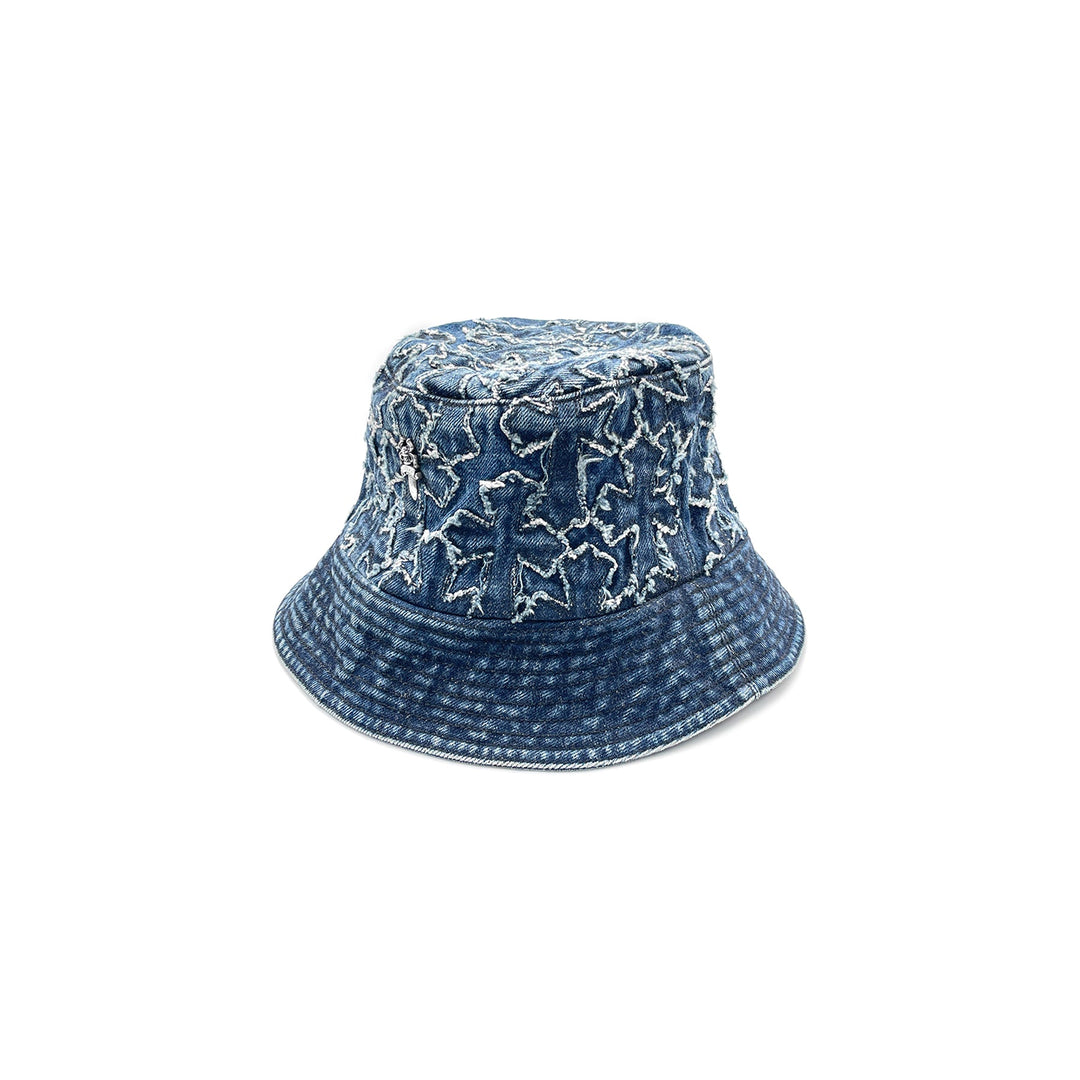 Chrome Hearts Silver Dagger Cross Patch Denim Bucket Hat - SHENGLI ROAD MARKET