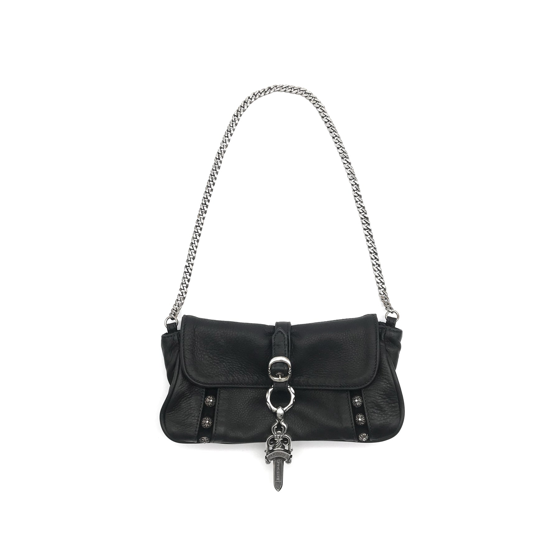 Chrome Hearts Silver Dagger Cross Stud Shoulder Purse Bag