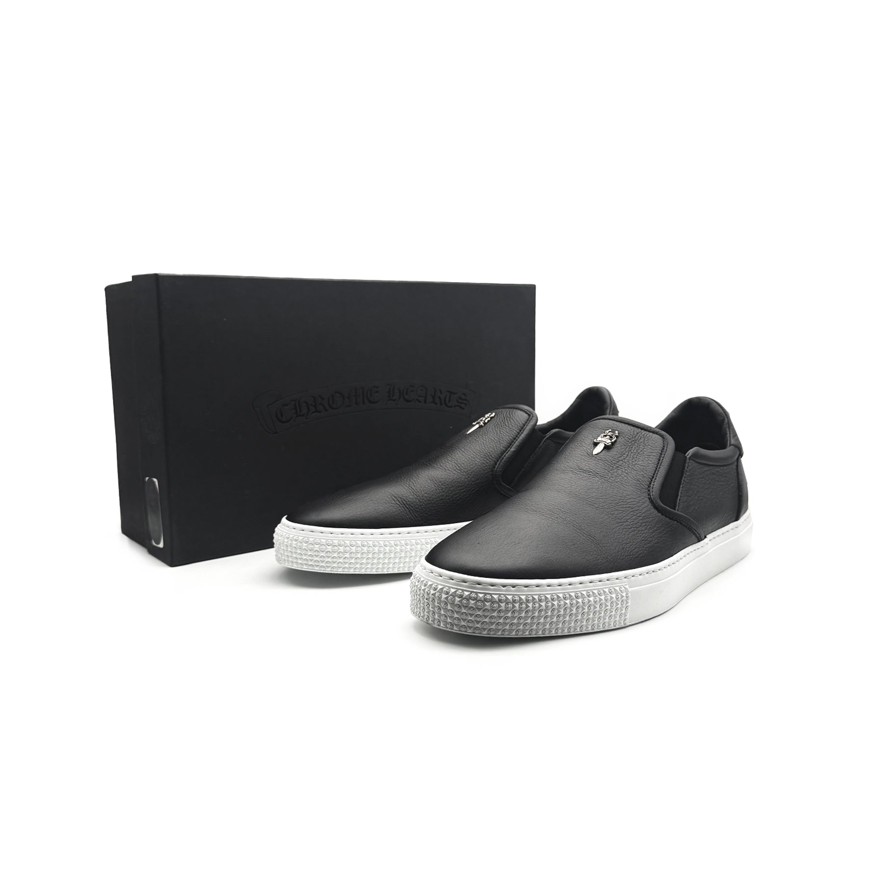 Chrome Hearts Silver Dagger Leather Slip-On Sneaker - SRM