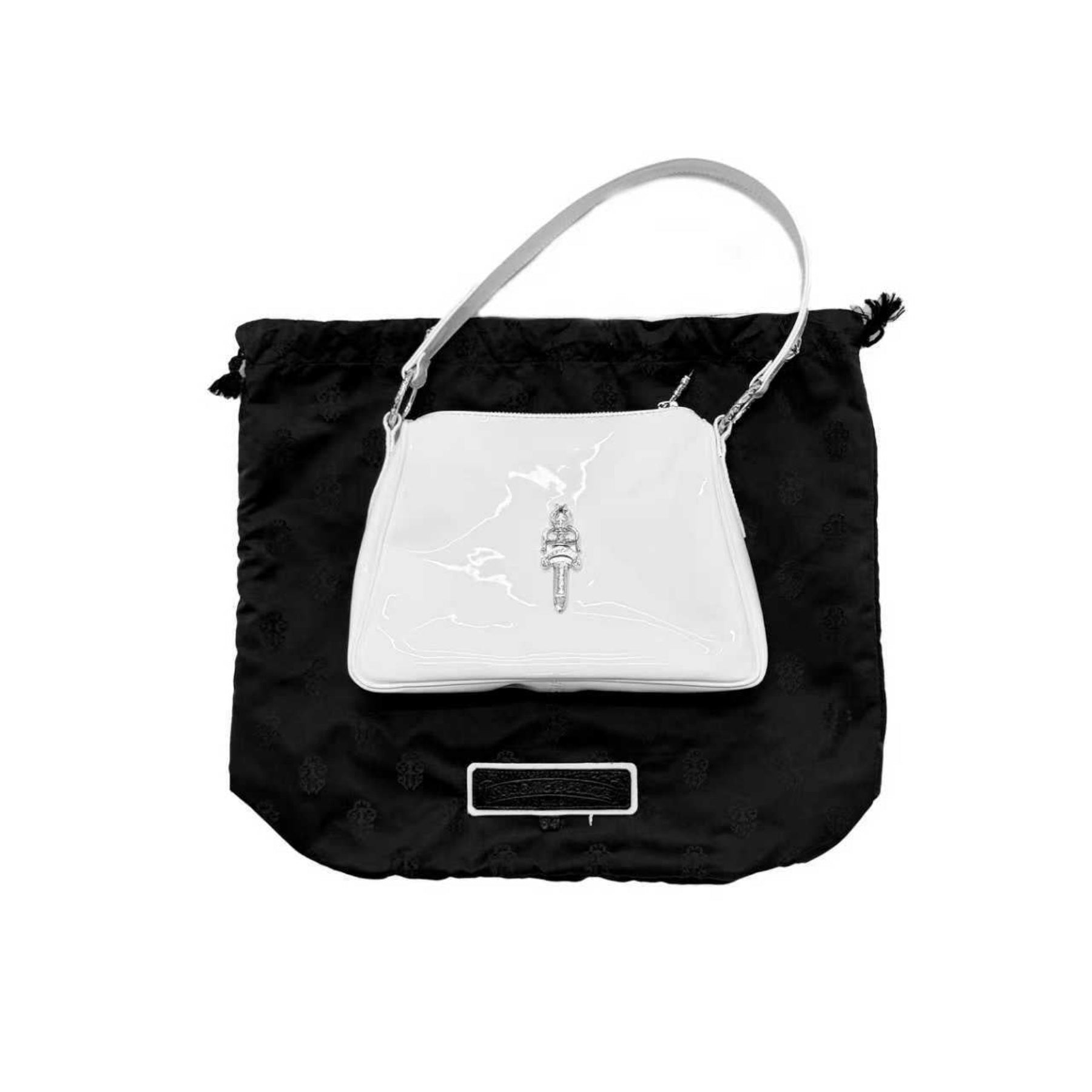 Chrome Hearts Silver Dagger Patent Leather Cross Chicken Nugget