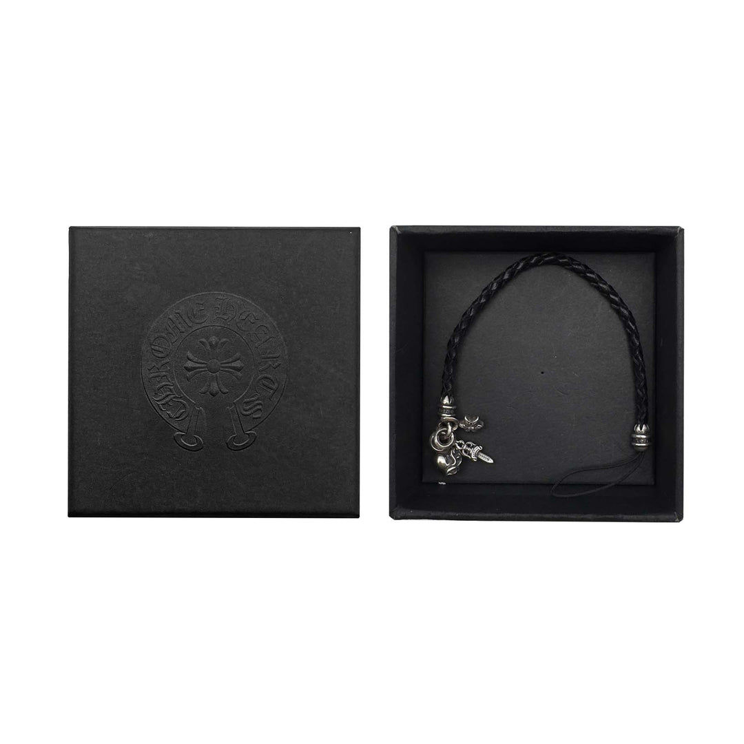 Chrome Hearts Silver Diamond Braided Leather Phone Strap - SHENGLI ROAD MARKET