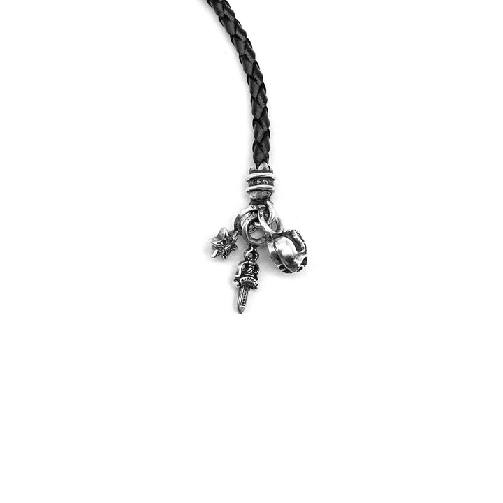 Chrome Hearts Silver Diamond Braided Leather Phone Strap - SHENGLI ROAD MARKET