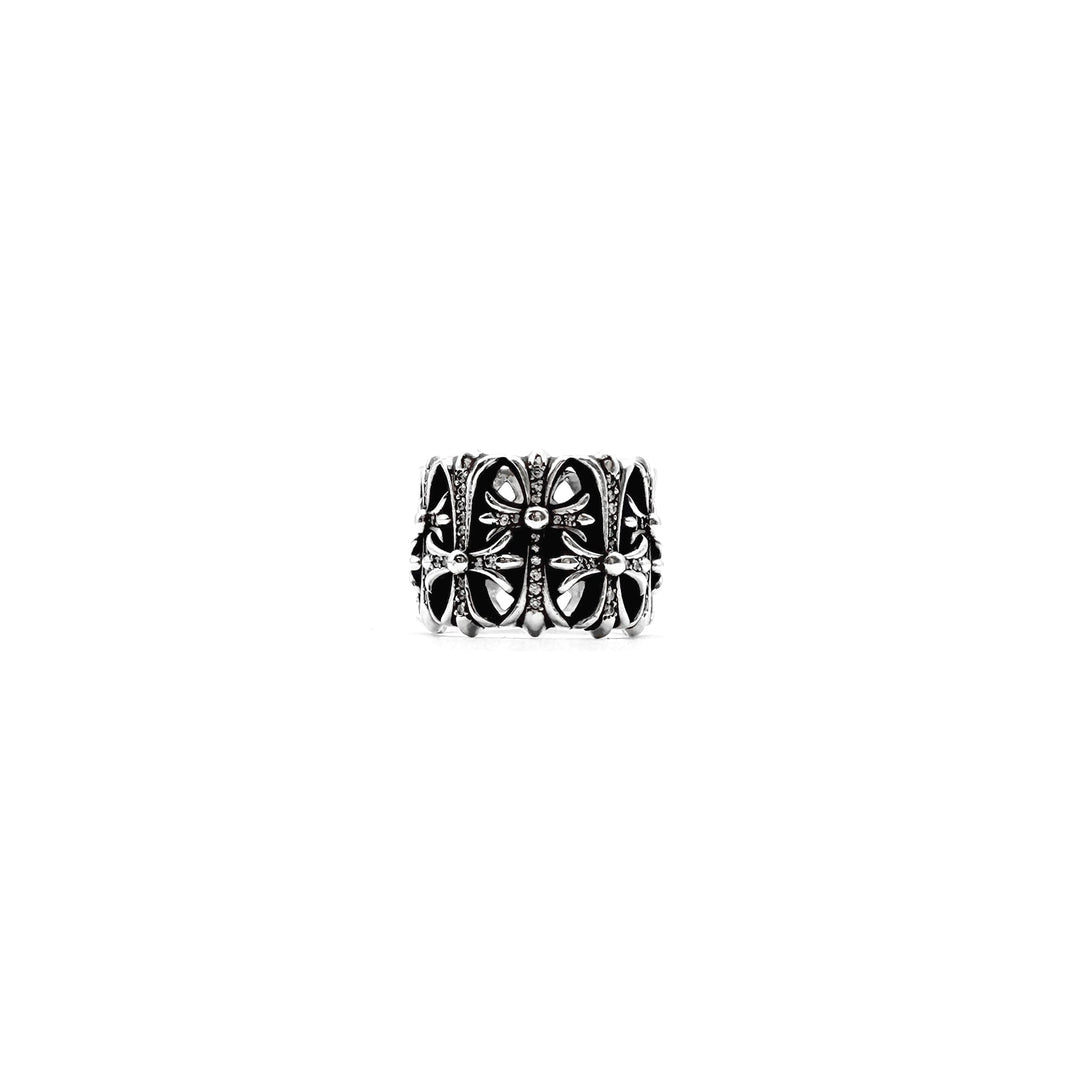 Chrome Hearts Silver Diamond Cemetery Cross Ring - SHENGLI ROAD MARKET