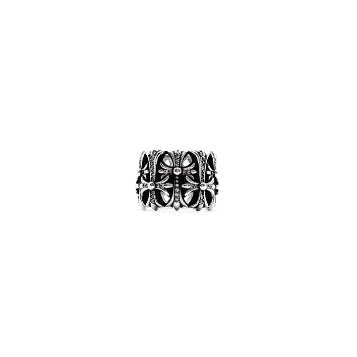 Chrome Hearts Silver Diamond Cemetery Cross Ring - SHENGLI ROAD MARKET
