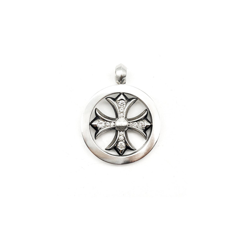 Chrome Hearts 925 Silver Diamond Ring Cross Necklace Pendant - SRM