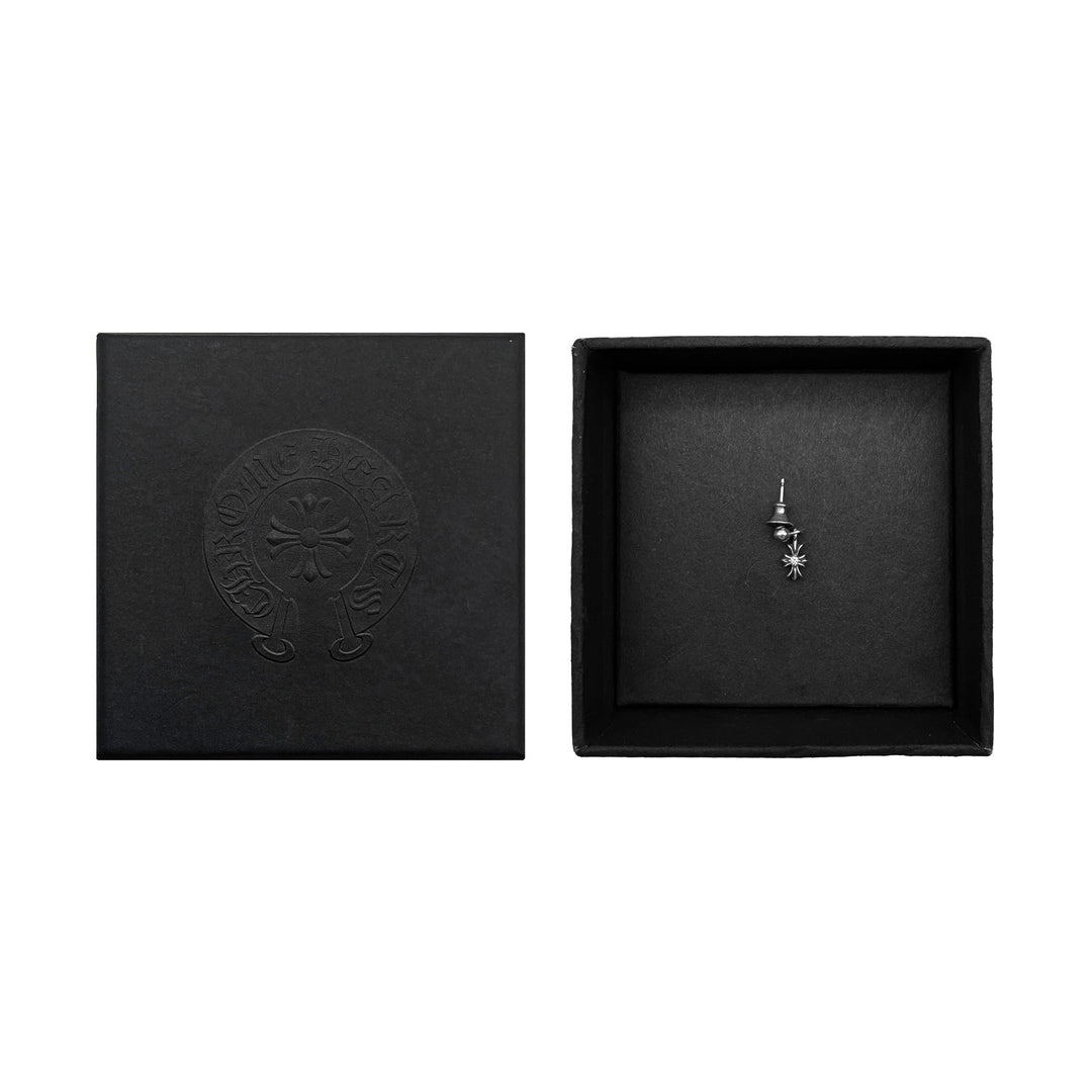 Chrome Hearts Silver Diamond Tiny E Cross Earring Drop - SHENGLI ROAD MARKET