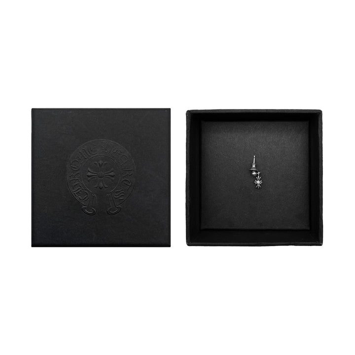 Chrome Hearts Silver Diamond Tiny E Cross Earring Drop - SHENGLI ROAD MARKET