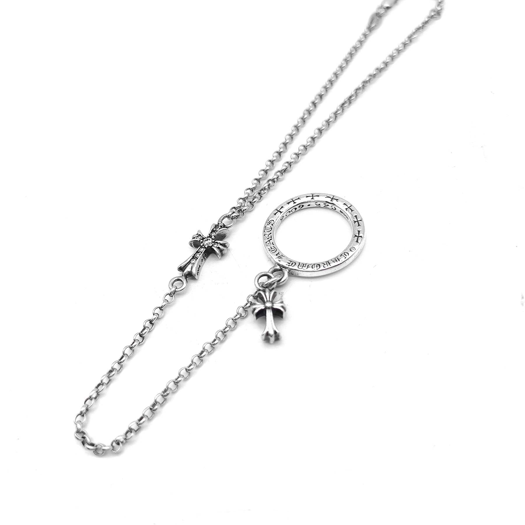 Chrome Hearts 925Silver Babyfat Bracelet Chain With NTFL Ring