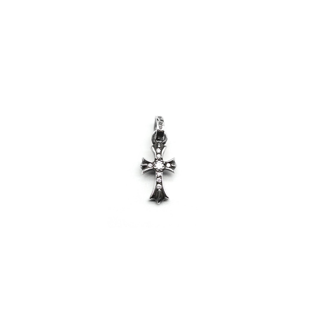 Chrome Hearts Silver Diamonds Babyfat Cross Charm Pendant - SHENGLI ROAD MARKET