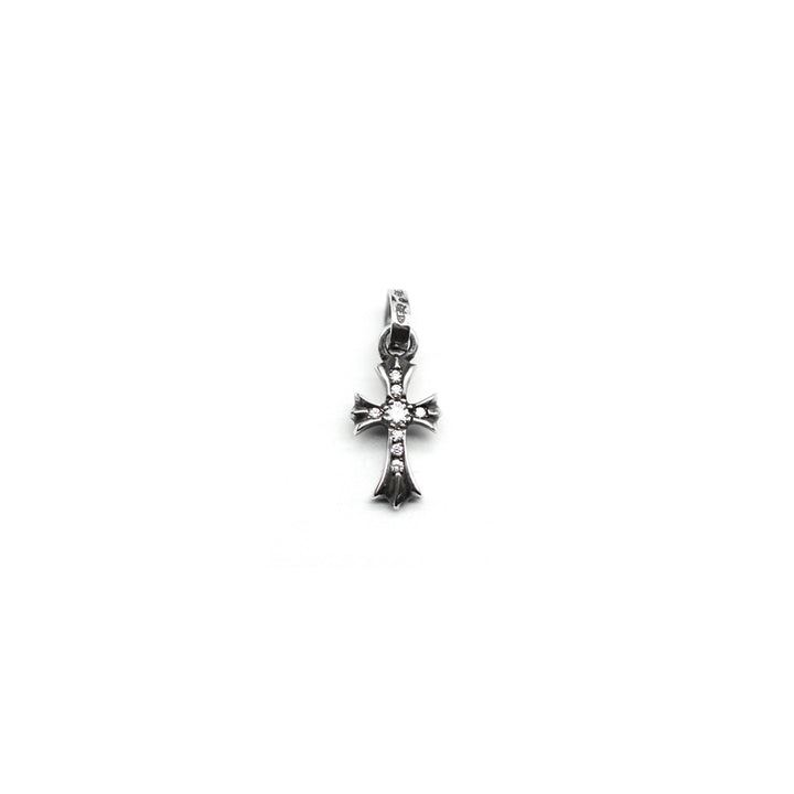 Chrome Hearts Silver Diamonds Babyfat Cross Charm Pendant - SHENGLI ROAD MARKET