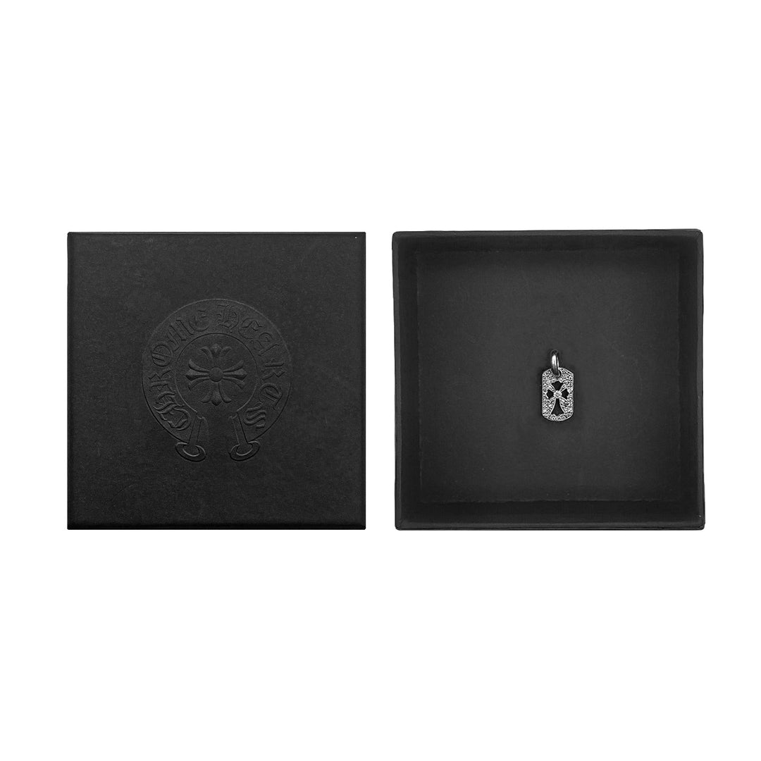 Chrome Hearts Silver Diamonds Cross Dog Tag Pendant - SHENGLI ROAD MARKET