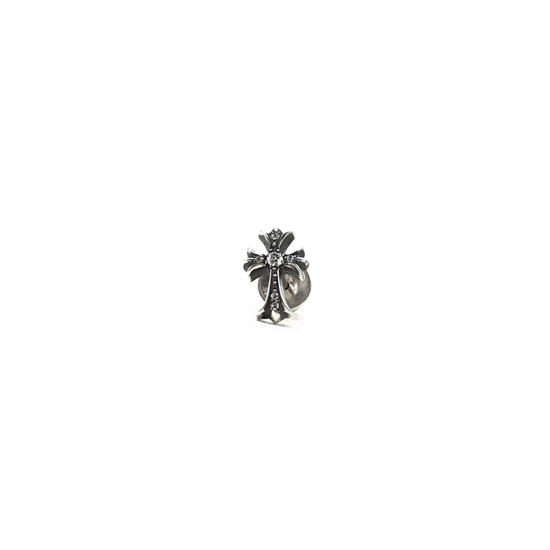 Chrome Hearts Silver Diamonds Cross Earring Stud - SHENGLI ROAD MARKET