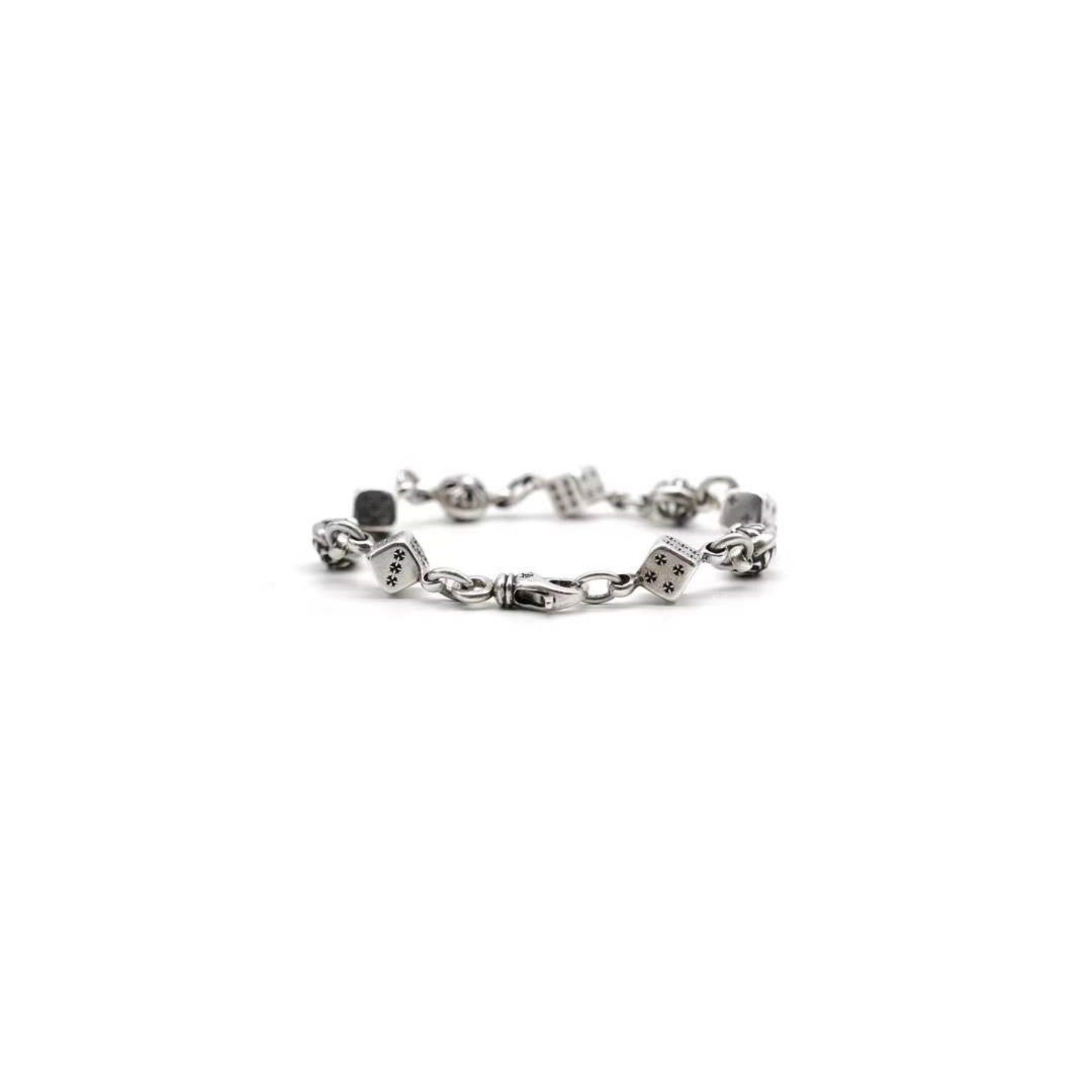 Chrome Hearts Silver Dice Cross Ball Lobster Clasp Bracelet - SRM