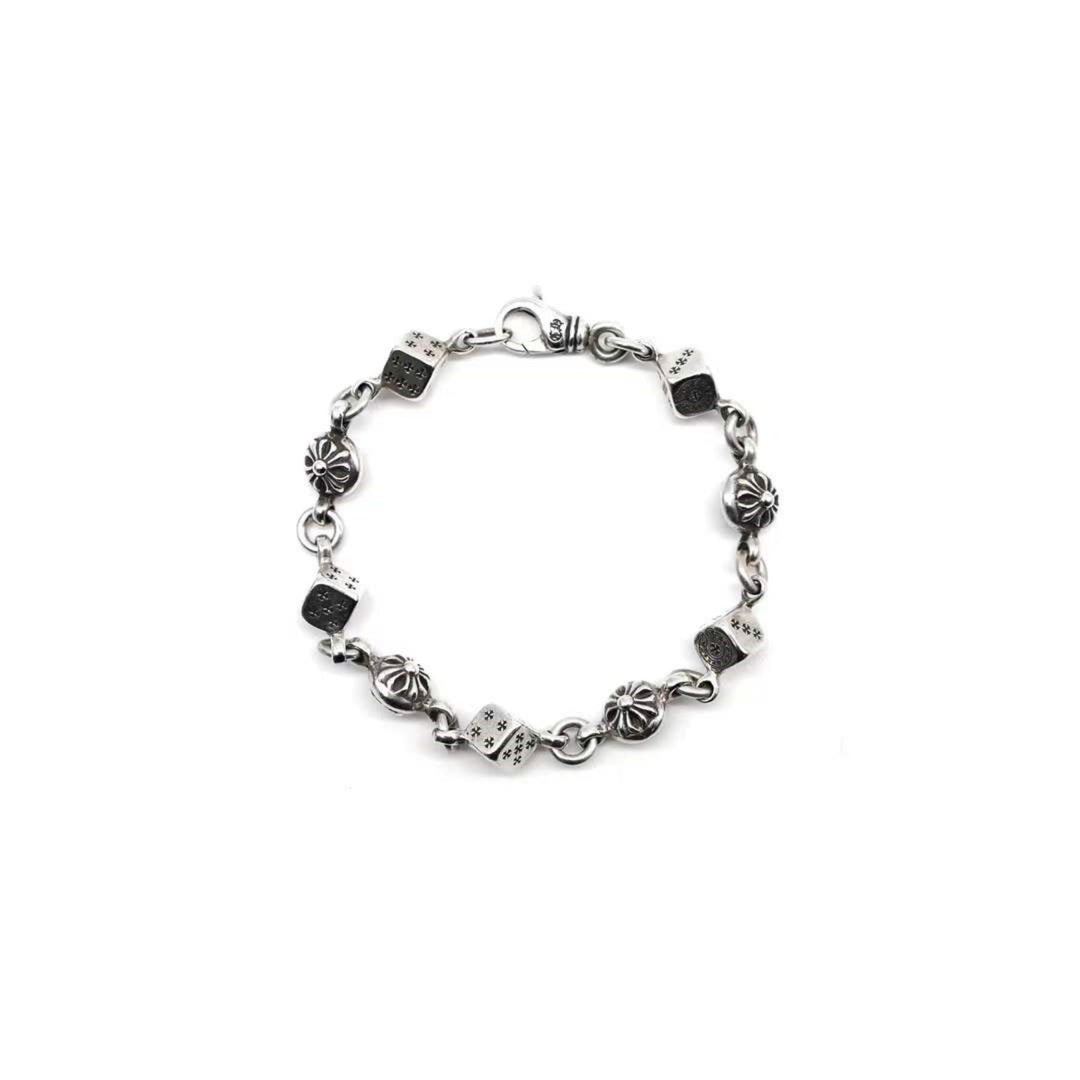 Chrome Hearts Silver Dice Cross Ball CH Lobster Clasp Bracelet - SHENGLI ROAD MARKET