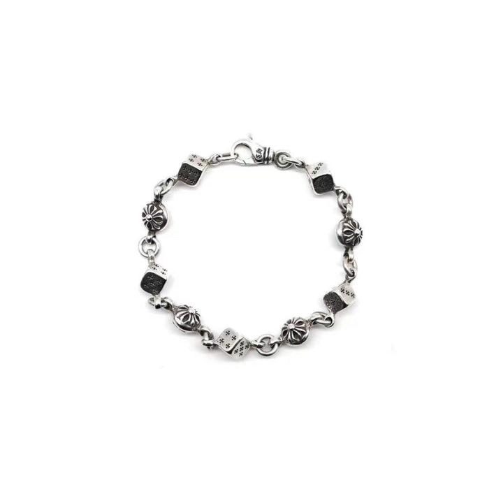 Chrome Hearts Silver Dice Cross Ball CH Lobster Clasp Bracelet - SHENGLI ROAD MARKET