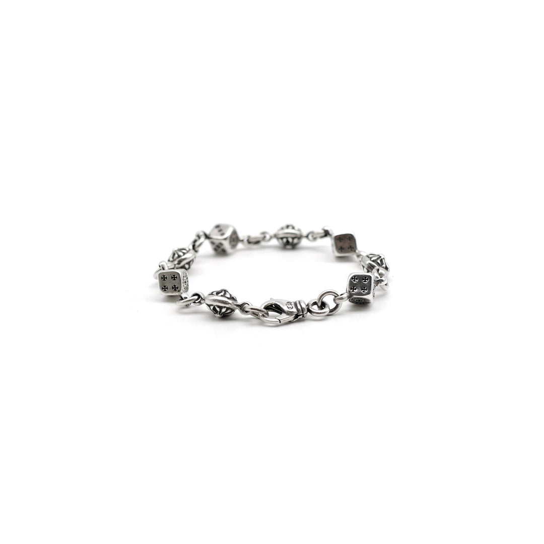 Chrome Hearts Silver Dice Cross Ball Lobster Clasp Bracelet - SHENGLI ROAD MARKET