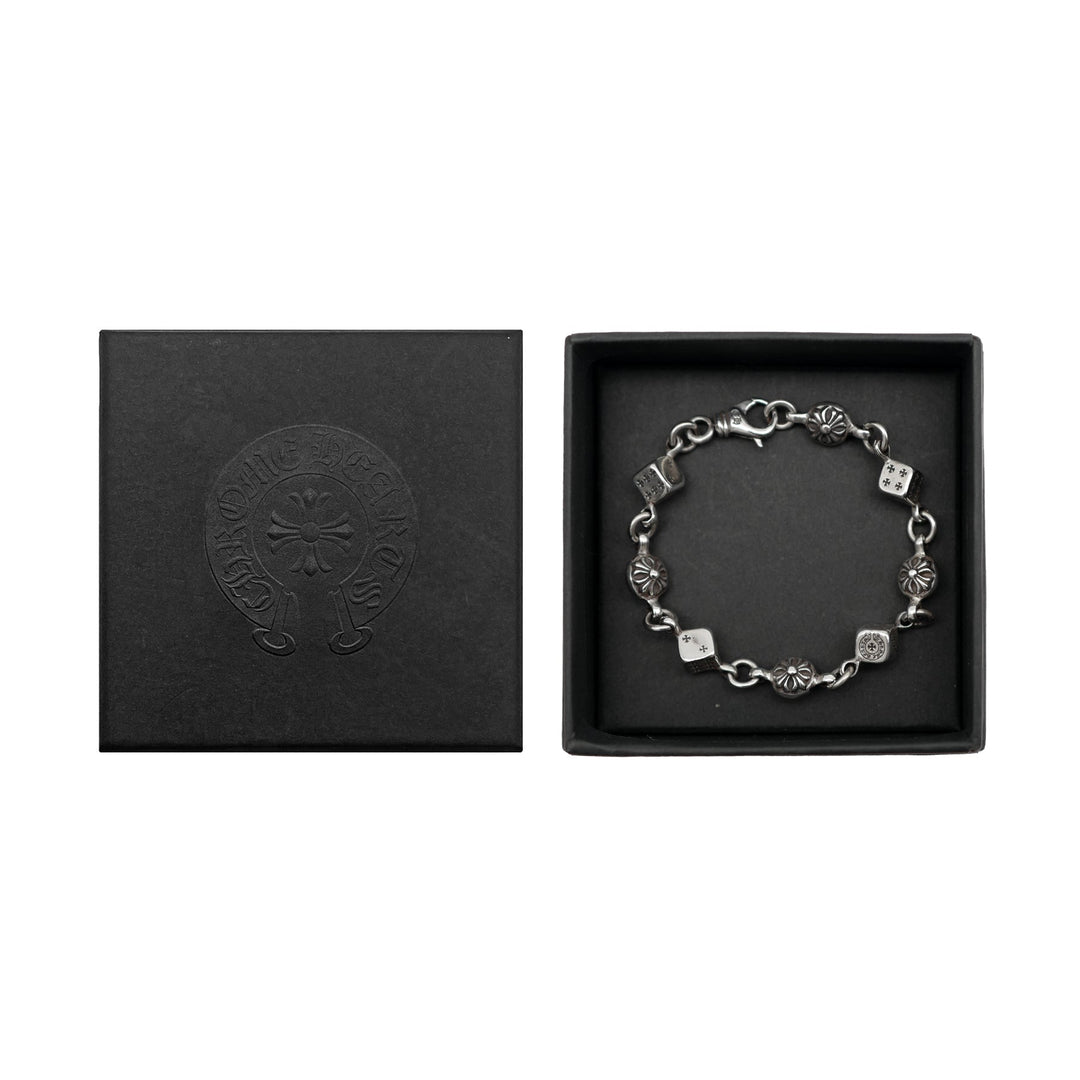 Chrome Hearts Silver Dice Cross Ball Lobster Clasp Bracelet - SHENGLI ROAD MARKET