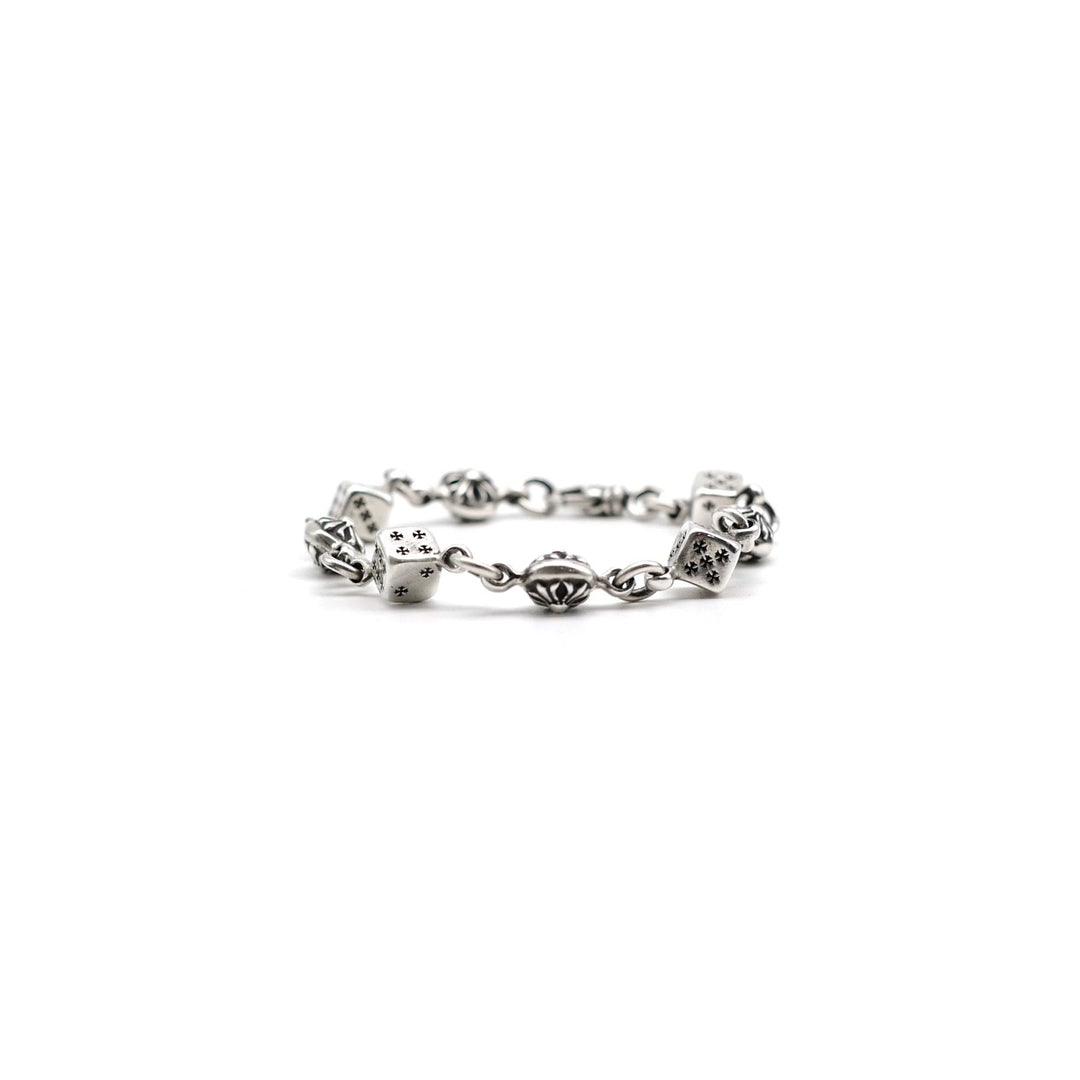 Chrome Hearts Silver Dice Cross Ball Lobster Clasp Bracelet - SHENGLI ROAD MARKET