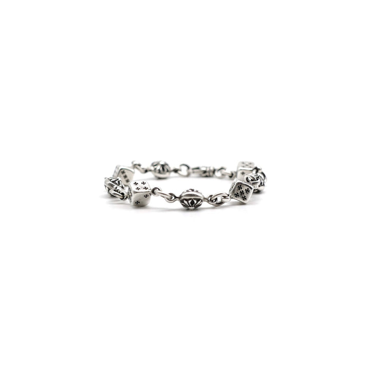 Chrome Hearts Silver Dice Cross Ball Lobster Clasp Bracelet - SHENGLI ROAD MARKET