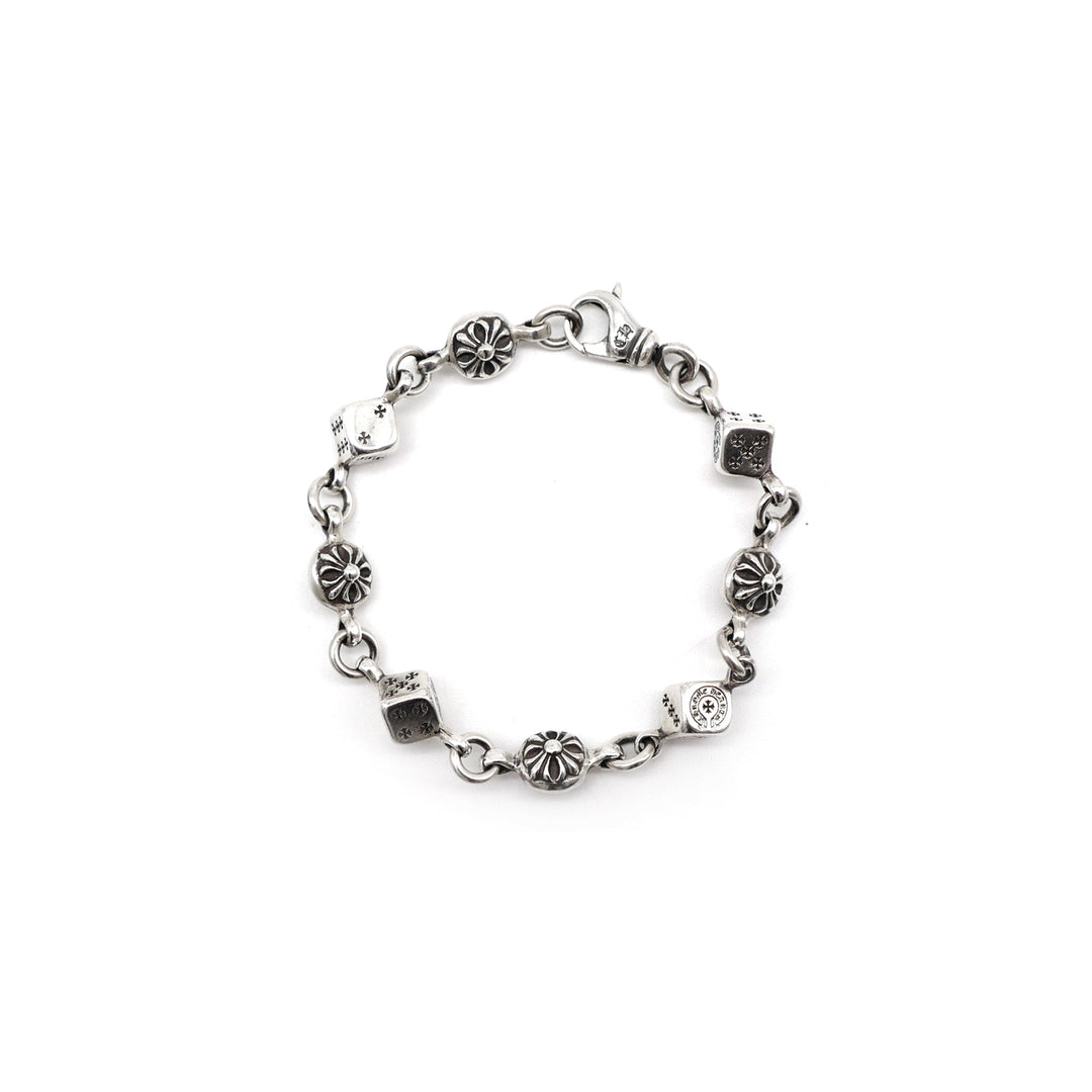 Chrome Hearts Silver Dice Cross Ball Lobster Clasp Bracelet - SHENGLI ROAD MARKET